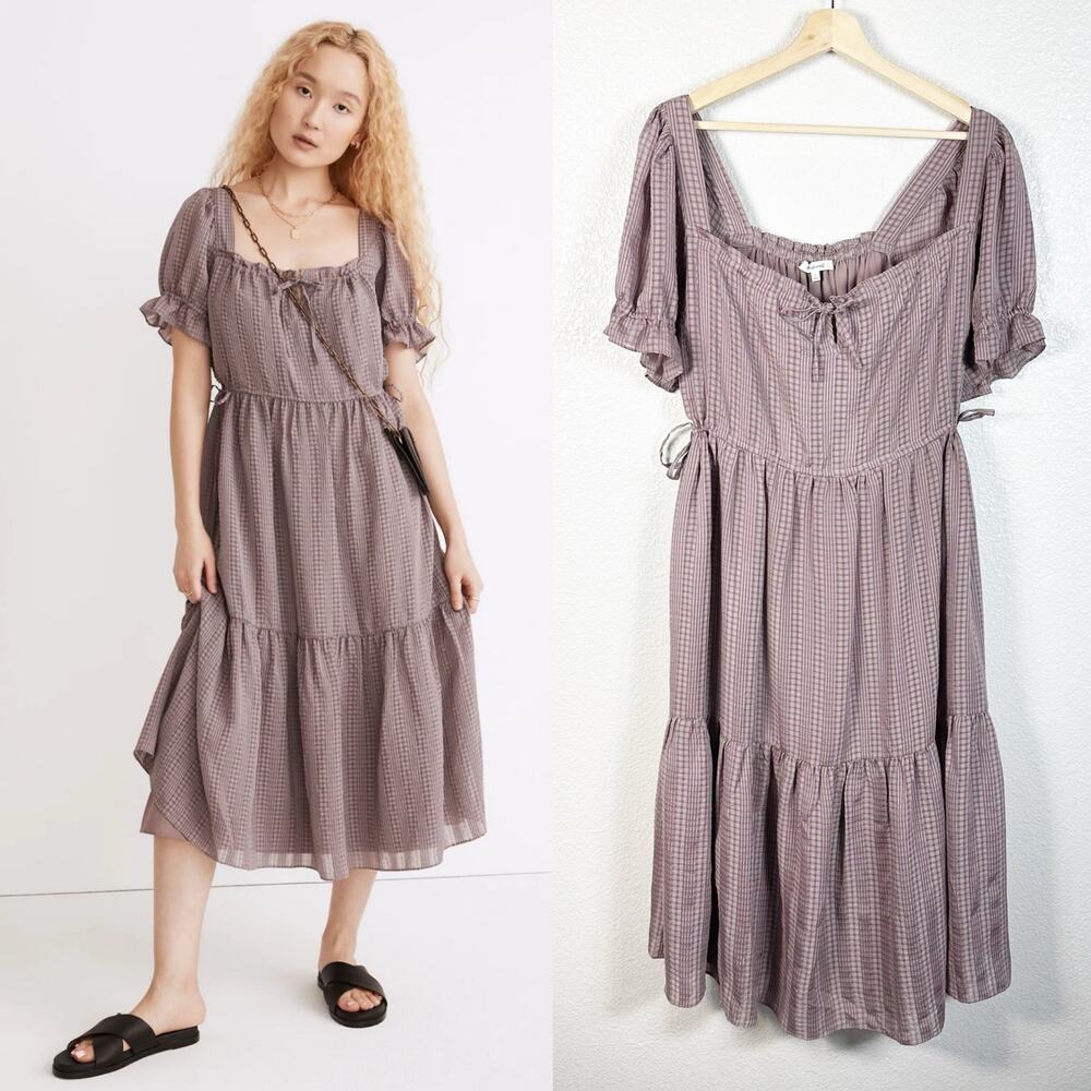 Madewell Plaid Midi Dress in Lavender